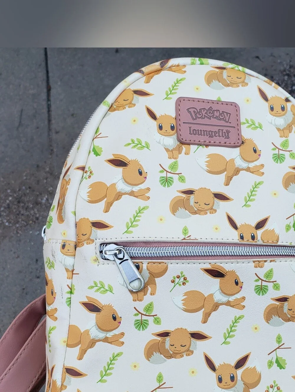 Loungefly Eevee Kids Cream Mini Backpack with Pink Accent